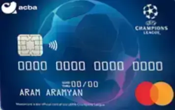 Standard debit card with the option to open a credit line of up to 6 000 000 drams. The card gives football fans the opportunity to receive UEFA branded merchandise for completed transactions.